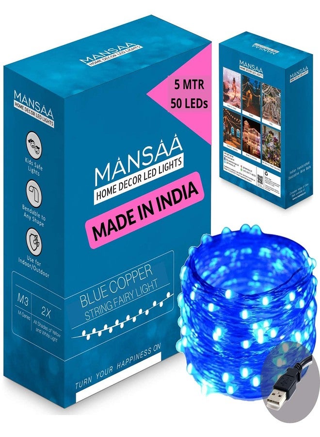 MANSAA M23 USB LED String Light | 5 Meter 50 LEDs | Blue Color | USB Operated | Home Decor LED Light - Image 1